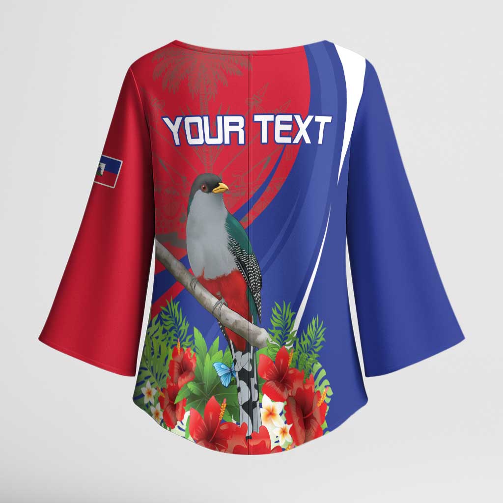 Personalized Afro-Haitians Kimono Sleeve Blouse Hispaniolan Trogon Sporty Style