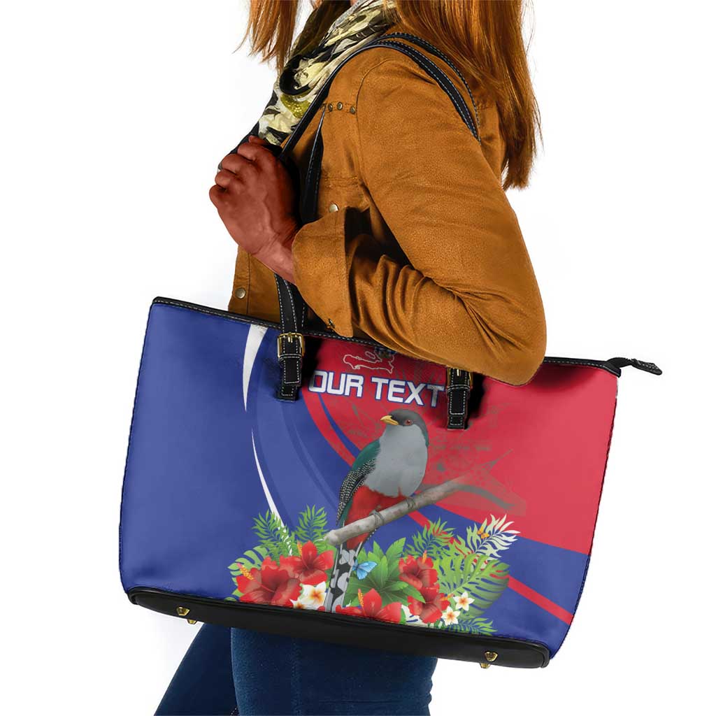 Personalized Afro-Haitians Leather Tote Bag Hispaniolan Trogon Sporty Style - African Pride