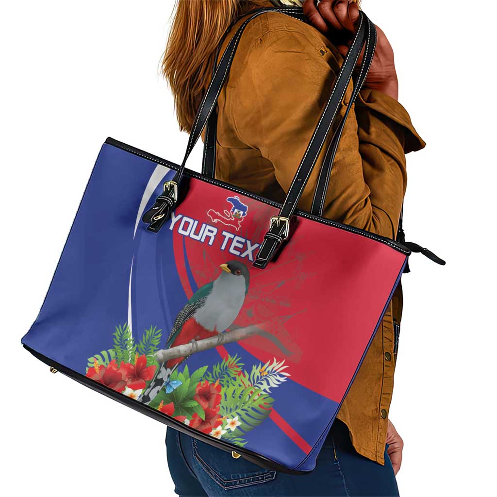 Personalized Afro-Haitians Leather Tote Bag Hispaniolan Trogon Sporty Style - African Pride