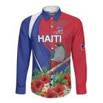 Personalized Afro-Haitians Long Sleeve Button Shirt Hispaniolan Trogon Sporty Style - African Pride