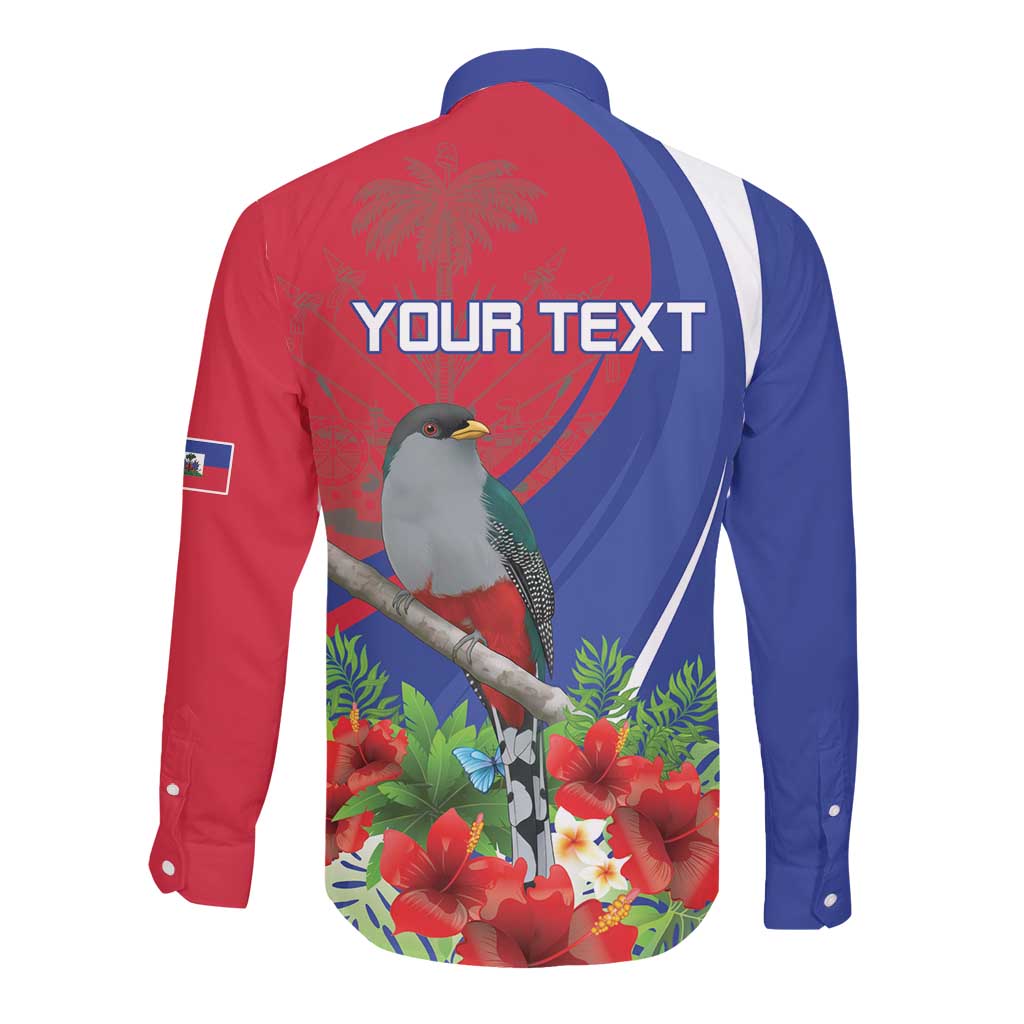 Personalized Afro-Haitians Long Sleeve Button Shirt Hispaniolan Trogon Sporty Style - African Pride