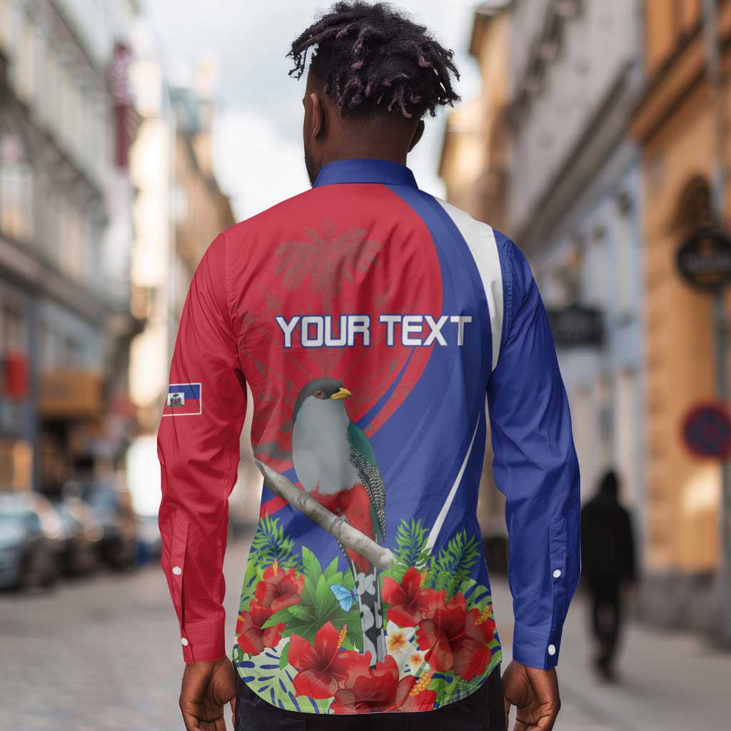 Personalized Afro-Haitians Long Sleeve Button Shirt Hispaniolan Trogon Sporty Style - African Pride