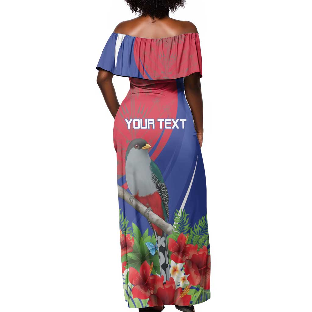 Personalized Afro-Haitians Off Shoulder Maxi Dress Hispaniolan Trogon Sporty Style - African Pride