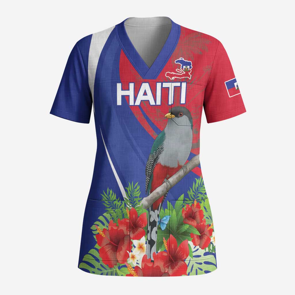 Personalized Afro-Haitians Scrub Top Hispaniolan Trogon Sporty Style - African Pride