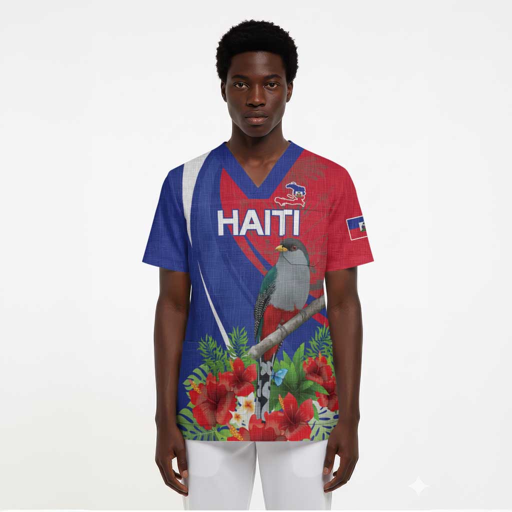 Personalized Afro-Haitians Scrub Top Hispaniolan Trogon Sporty Style - African Pride