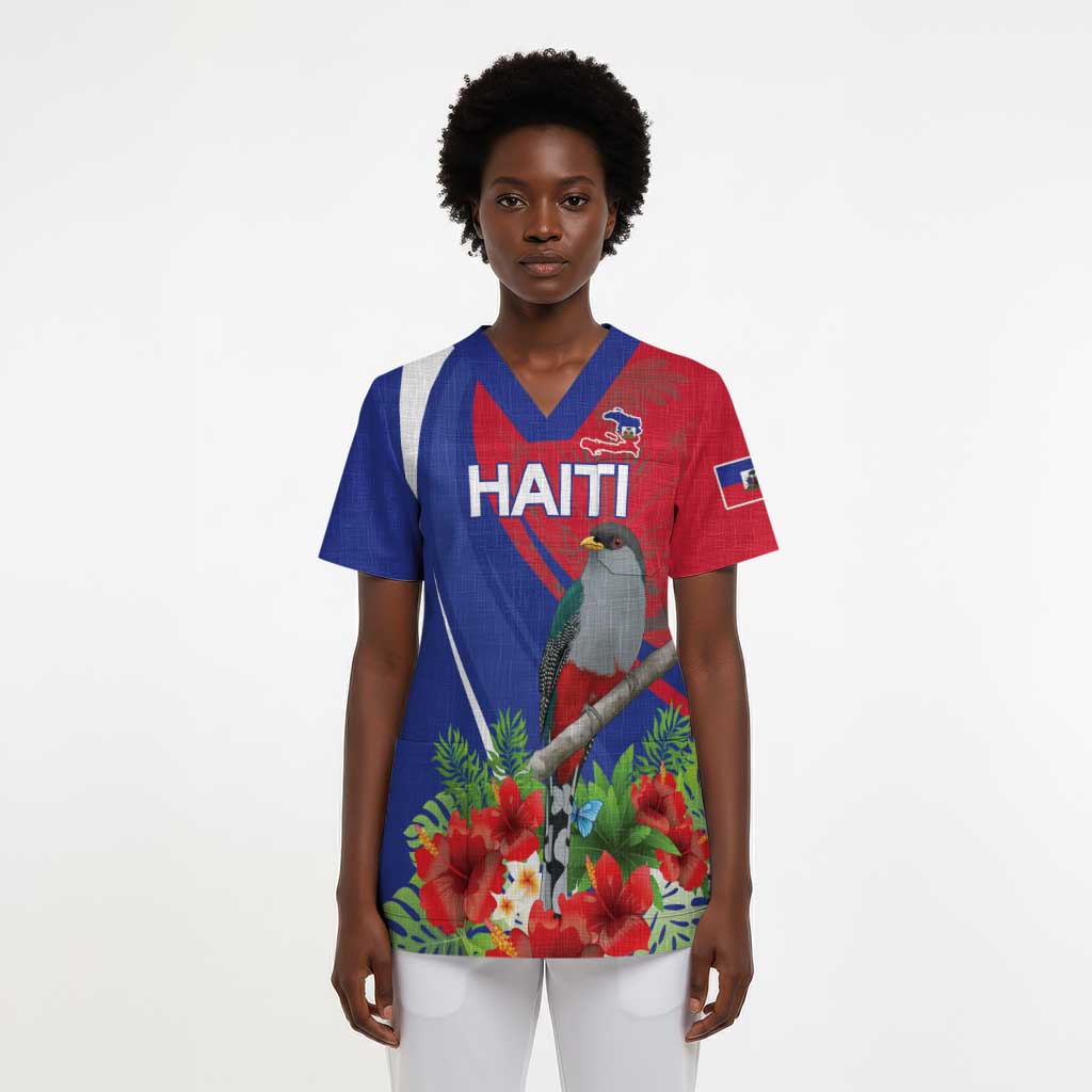 Personalized Afro-Haitians Scrub Top Hispaniolan Trogon Sporty Style - African Pride