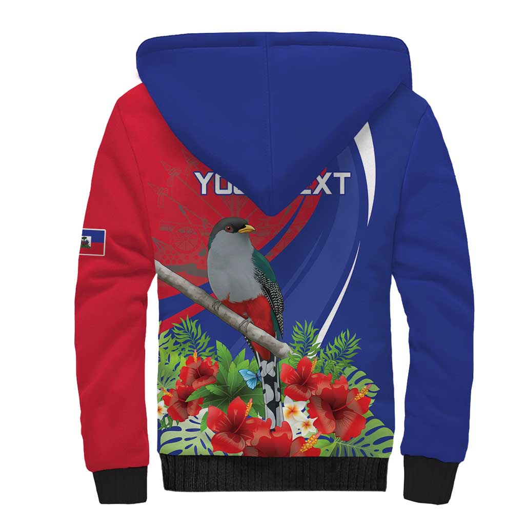 Personalized Afro-Haitians Sherpa Hoodie Hispaniolan Trogon Sporty Style - African Pride