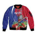 Personalized Afro-Haitians Sleeve Zip Bomber Jacket Hispaniolan Trogon Sporty Style - African Pride