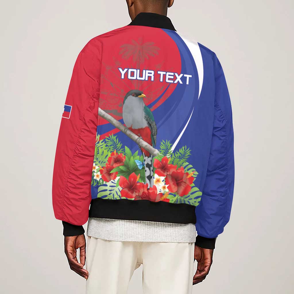Personalized Afro-Haitians Sleeve Zip Bomber Jacket Hispaniolan Trogon Sporty Style - African Pride