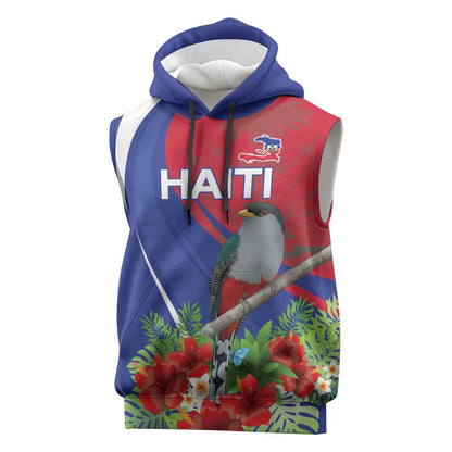 Personalized Afro-Haitians Sleeveless Hoodie Hispaniolan Trogon Sporty Style - African Pride