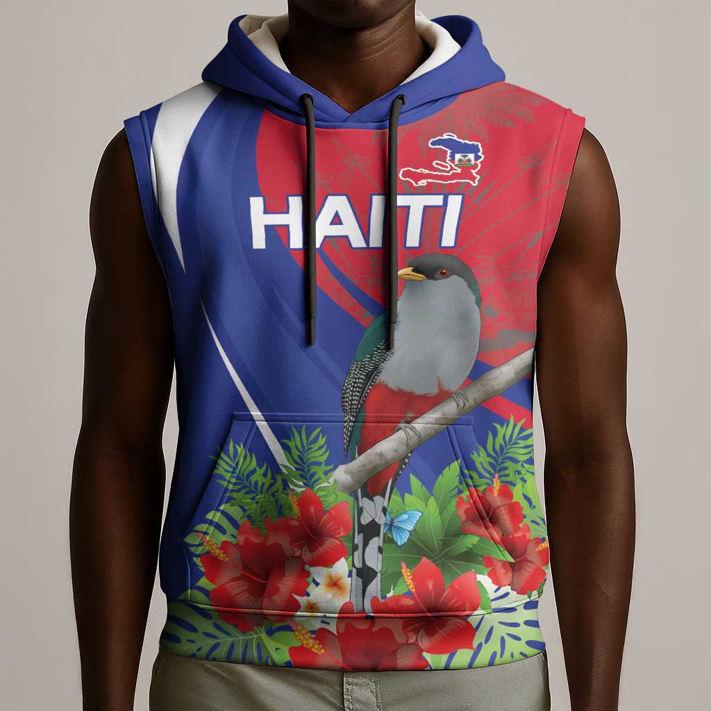 Personalized Afro-Haitians Sleeveless Hoodie Hispaniolan Trogon Sporty Style - African Pride