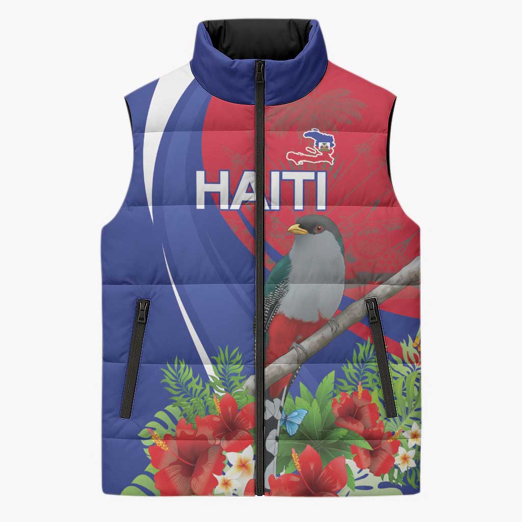 Personalized Afro-Haitians Sleeveless Puffer Jacket Hispaniolan Trogon Sporty Style
