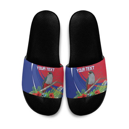Personalized Afro-Haitians Slide Sandals Hispaniolan Trogon Sporty Style