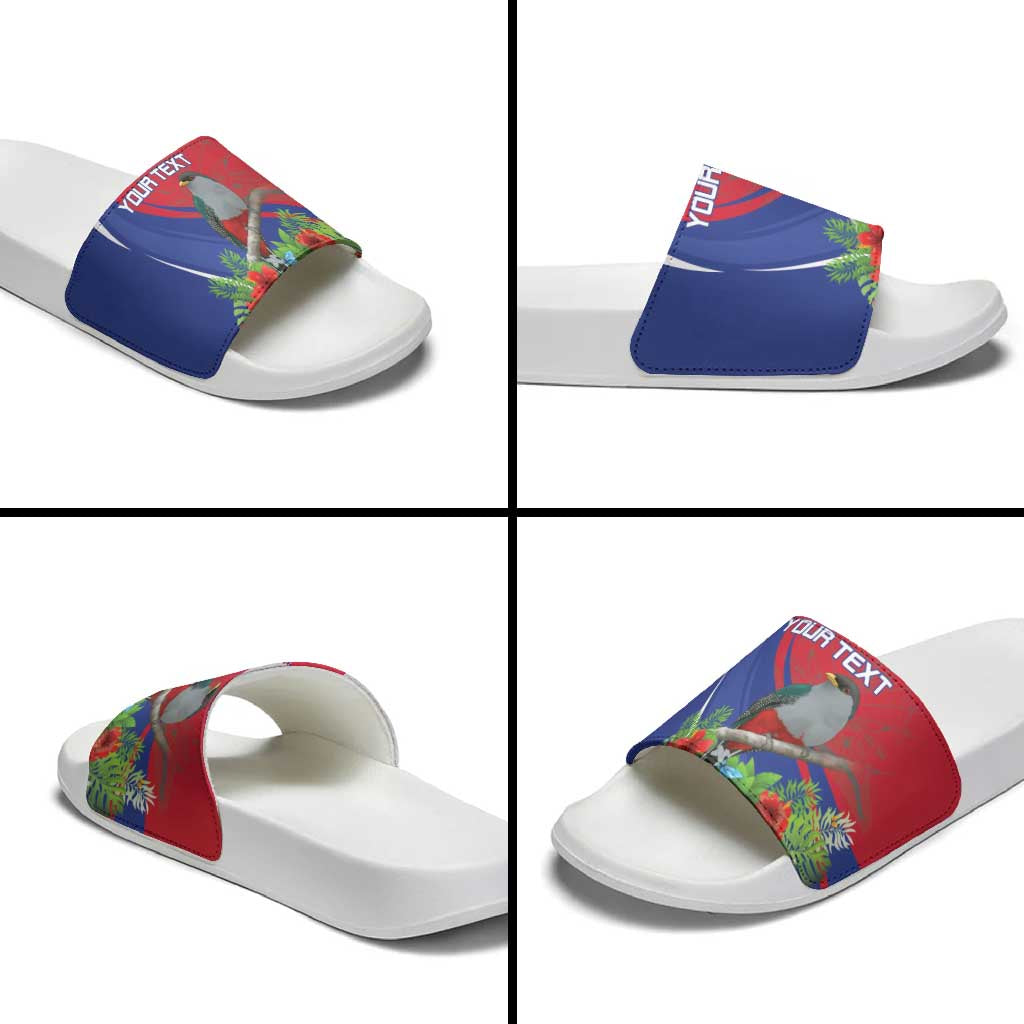 Personalized Afro-Haitians Slide Sandals Hispaniolan Trogon Sporty Style