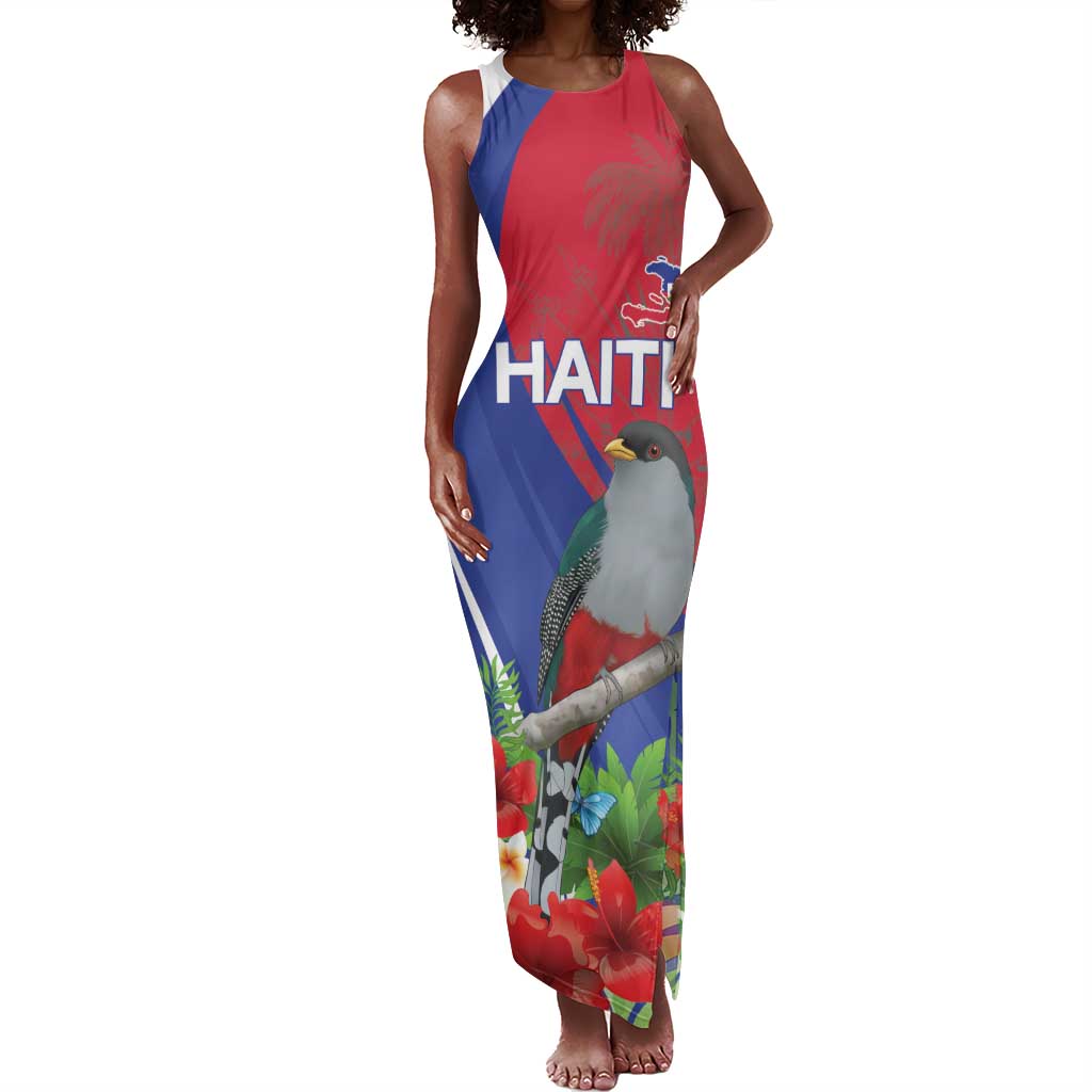 Personalized Afro-Haitians Tank Maxi Dress Hispaniolan Trogon Sporty Style - African Pride