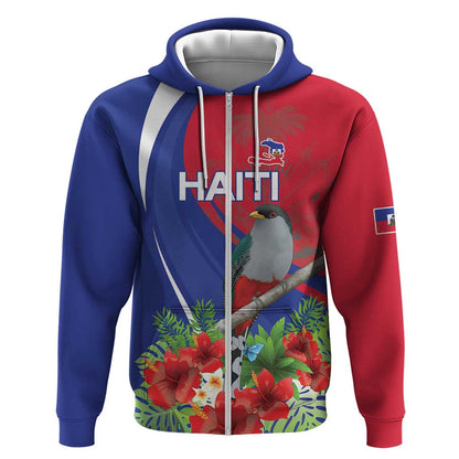 Personalized Afro-Haitians Zip Hoodie Hispaniolan Trogon Sporty Style - African Pride