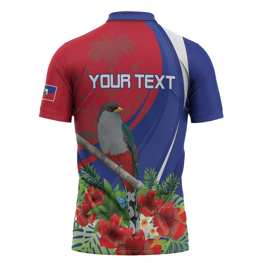 Personalized Afro-Haitians Zipper Polo Shirt Hispaniolan Trogon Sporty Style