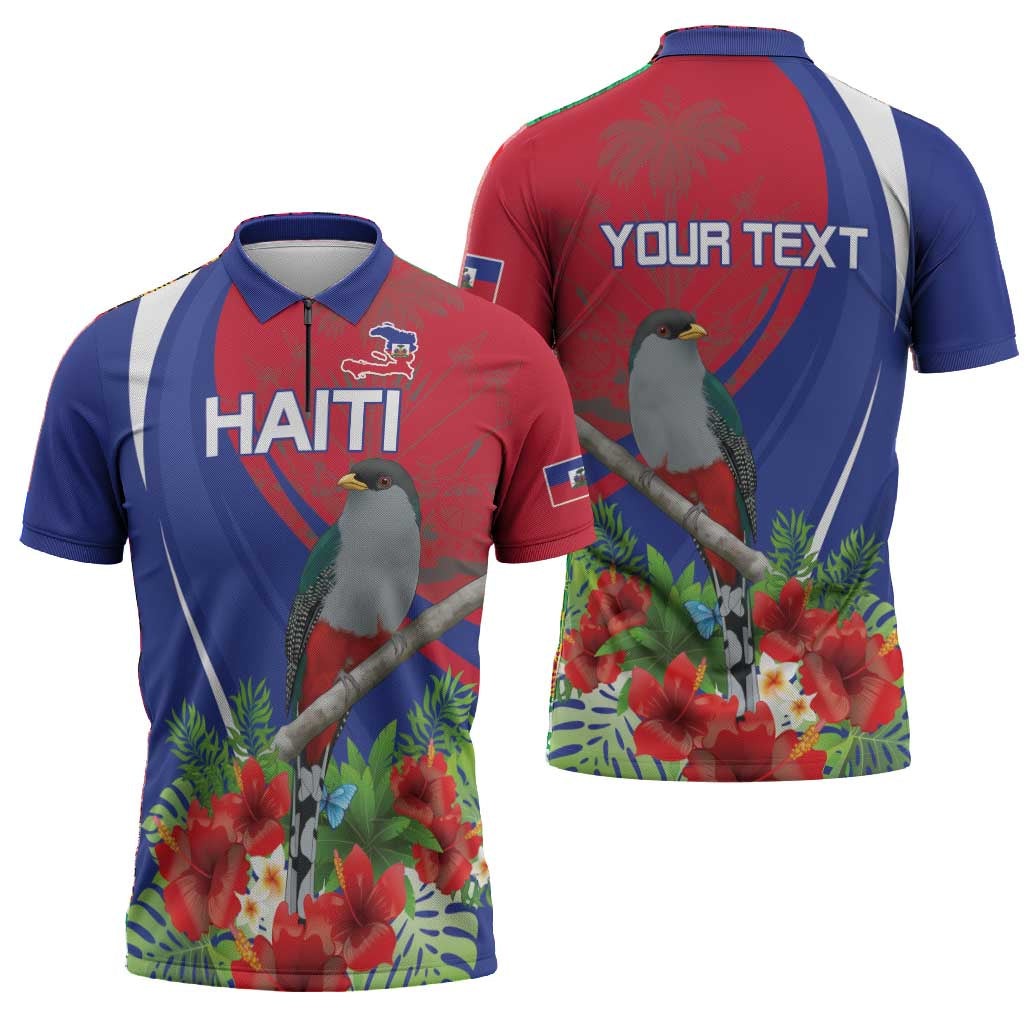 Personalized Afro-Haitians Zipper Polo Shirt Hispaniolan Trogon Sporty Style