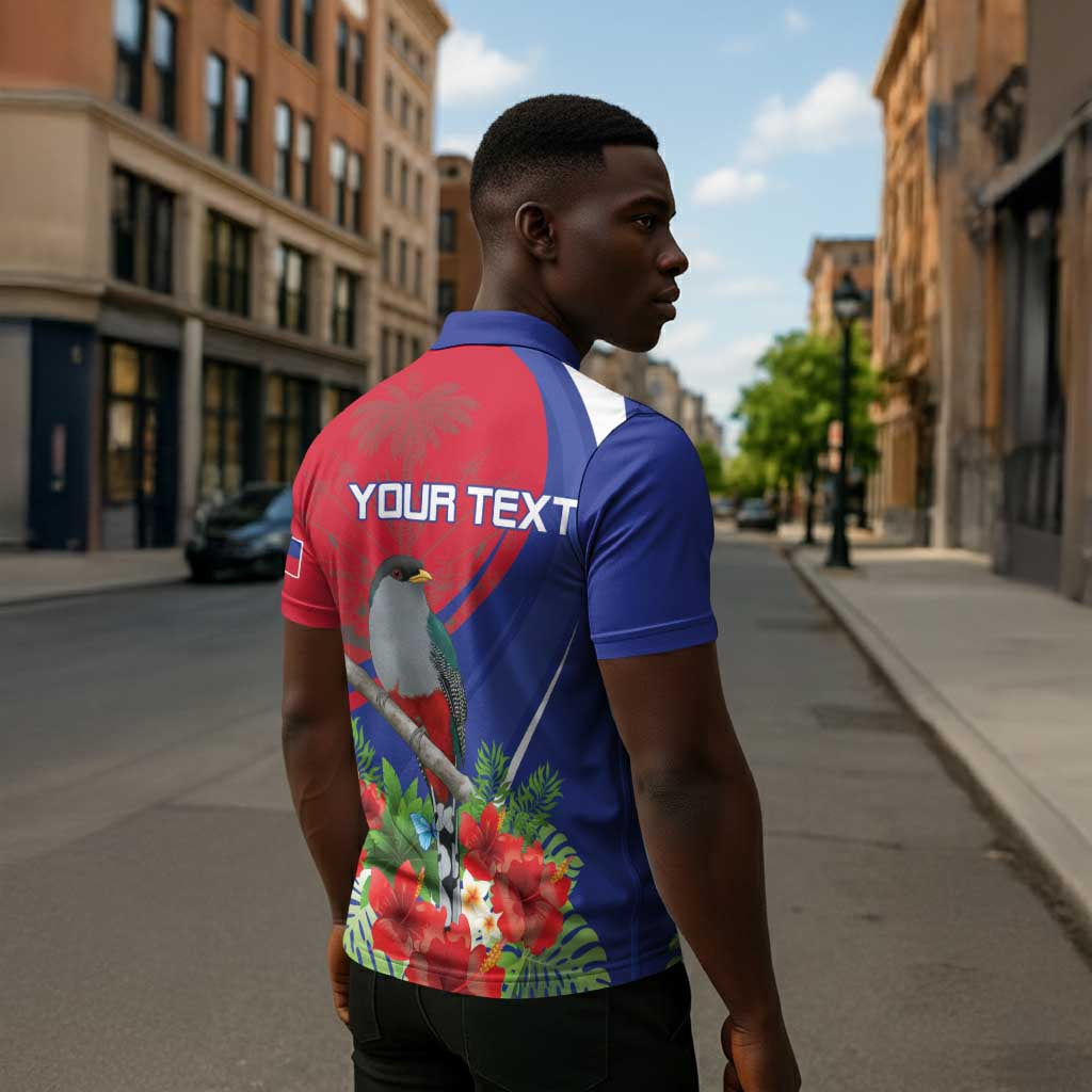 Personalized Afro-Haitians Zipper Polo Shirt Hispaniolan Trogon Sporty Style