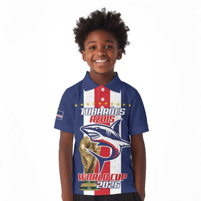 Cape Verde Football 2026 Kid Polo Shirt Tubaroes Azuis Go Champion LT18