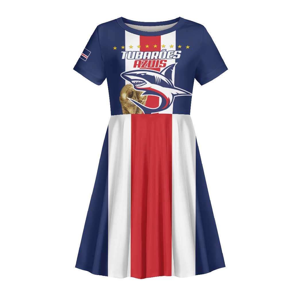 Cape Verde Football 2026 Kid Short Sleeve Dress Tubaroes Azuis Go Champion LT18
