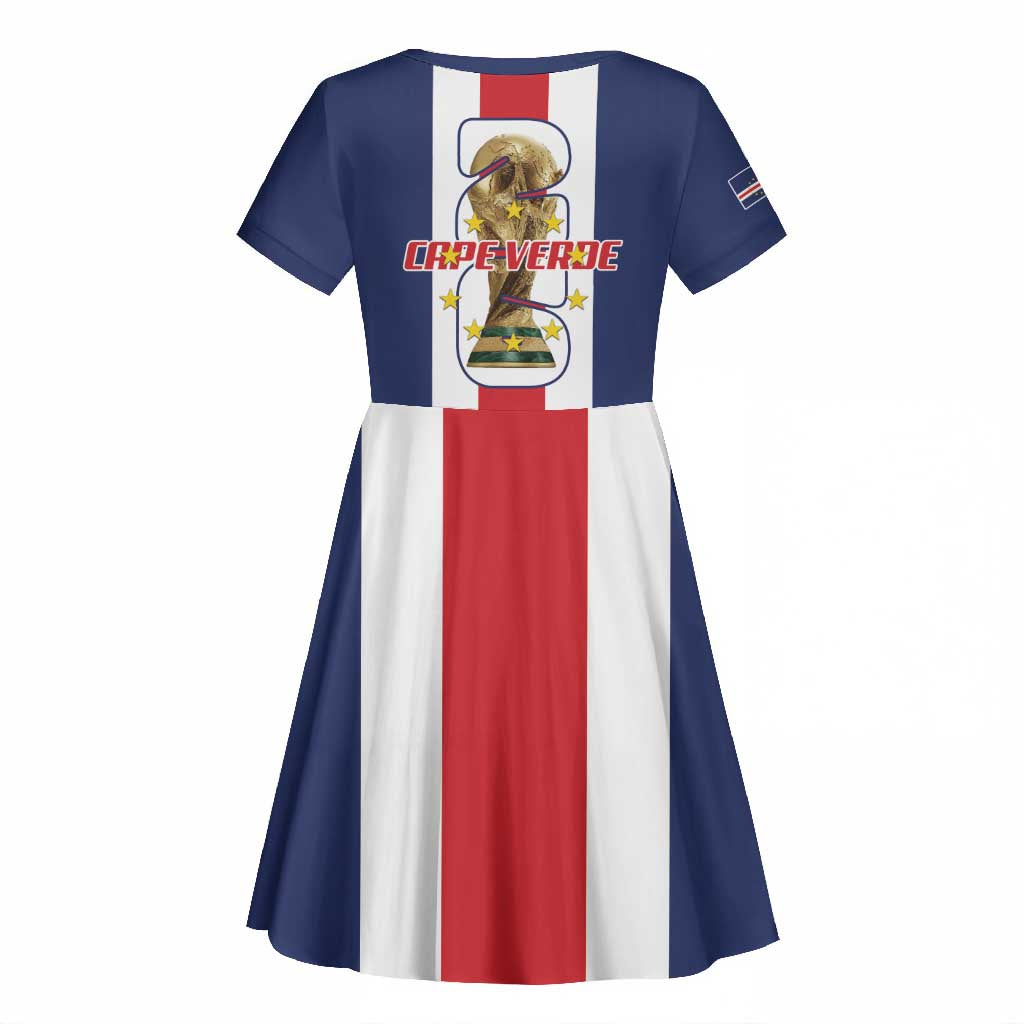 Cape Verde Football 2026 Kid Short Sleeve Dress Tubaroes Azuis Go Champion LT18