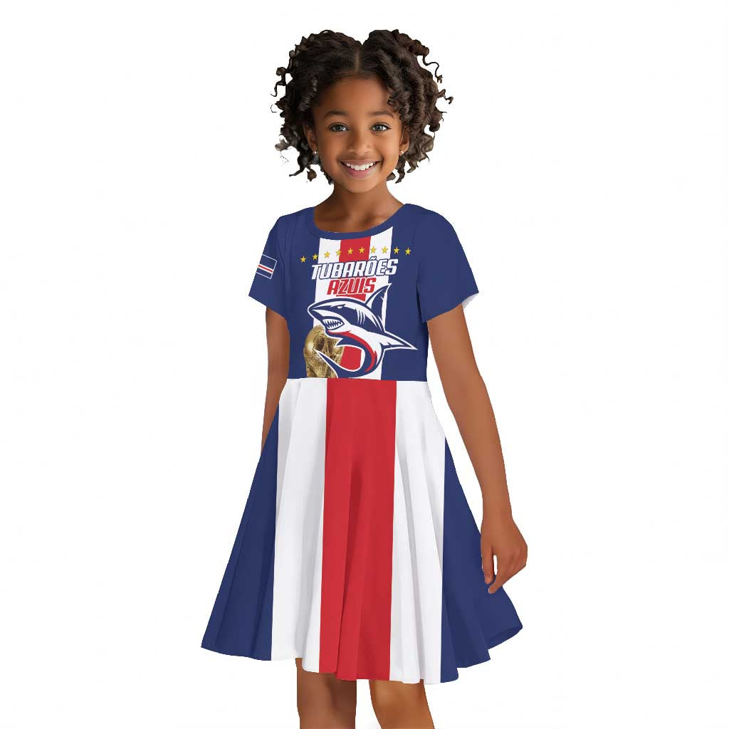 Cape Verde Football 2026 Kid Short Sleeve Dress Tubaroes Azuis Go Champion LT18