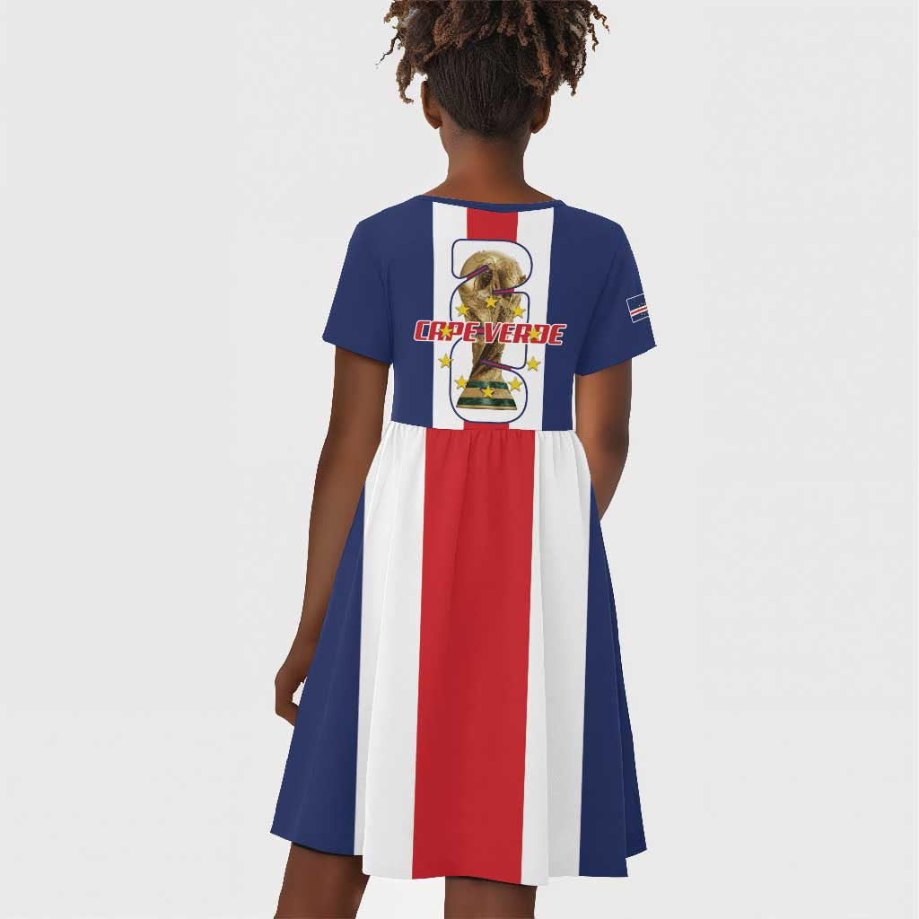 Cape Verde Football 2026 Kid Short Sleeve Dress Tubaroes Azuis Go Champion LT18