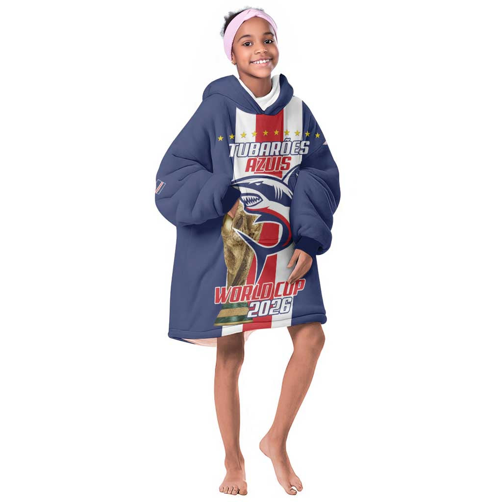 Cape Verde Football 2026 Kid Wearable Blanket Hoodie Tubaroes Azuis Go Champion - African Pride