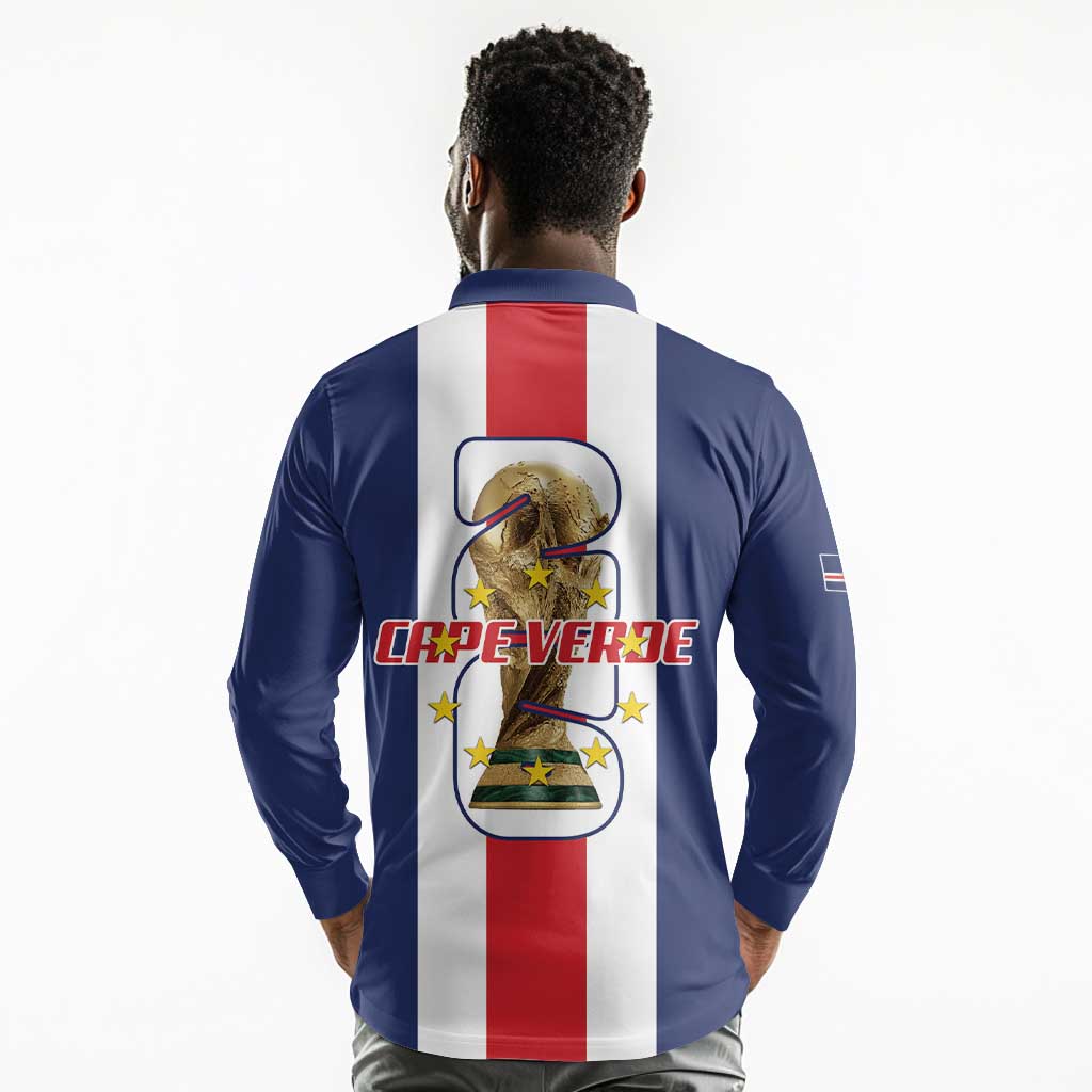 Cape Verde Football 2026 Long Sleeve Polo Shirt Tubaroes Azuis Go Champion - African Pride