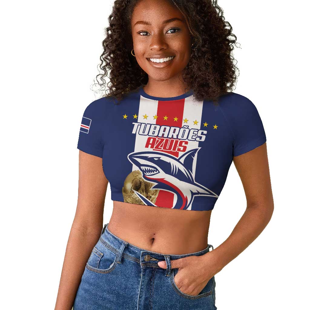 Cape Verde Football 2026 Raglan Cropped T shirt Tubaroes Azuis Go Champion LT18