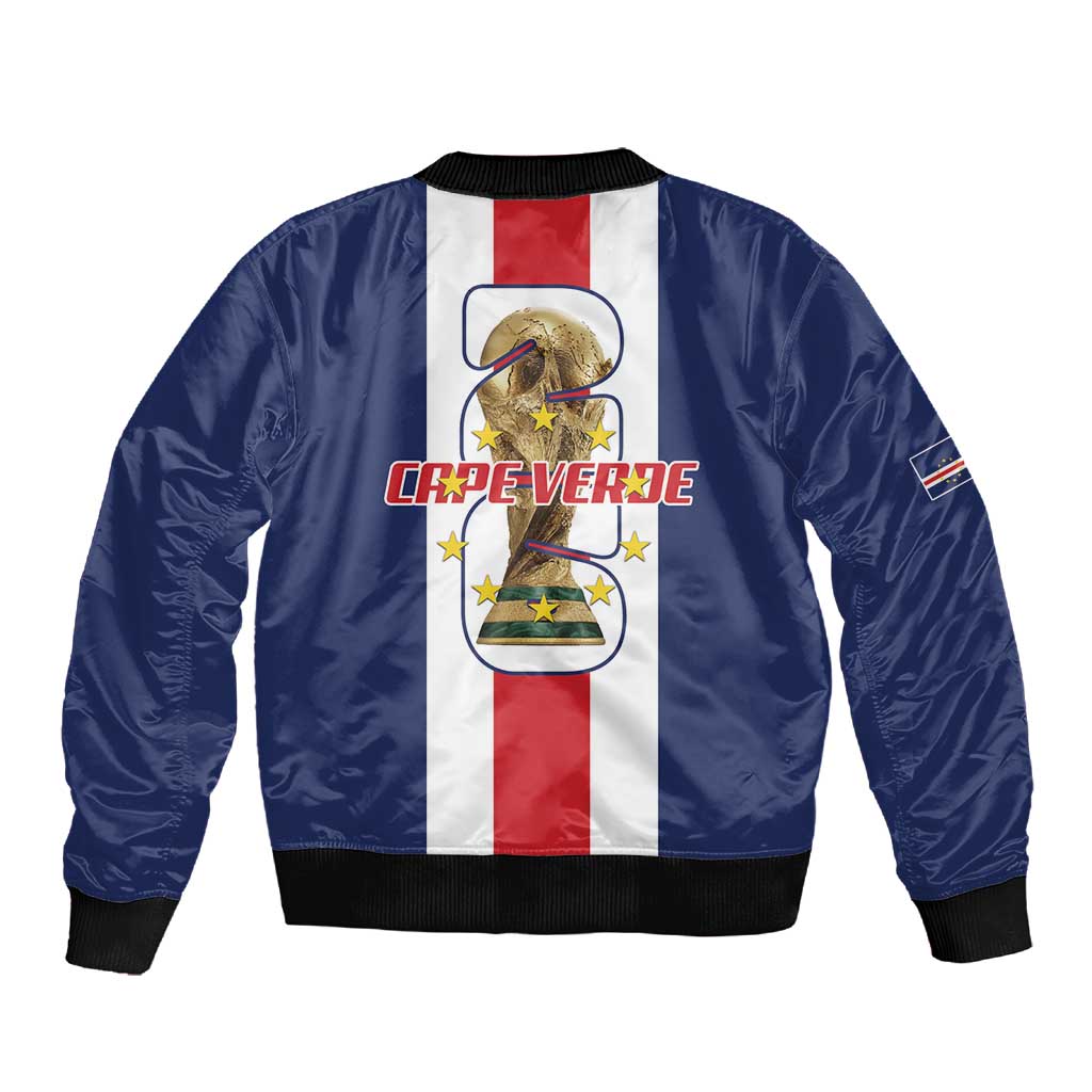 Cape Verde Football 2026 Sleeve Zip Bomber Jacket Tubaroes Azuis Go Champion - African Pride
