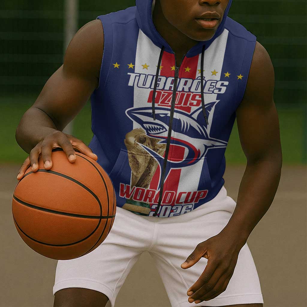 Cape Verde Football 2026 Sleeveless Zip Hoodie Tubaroes Azuis Go Champion - African Pride