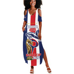 Cape Verde Football 2026 Summer Maxi Dress Tubaroes Azuis Go Champion LT18
