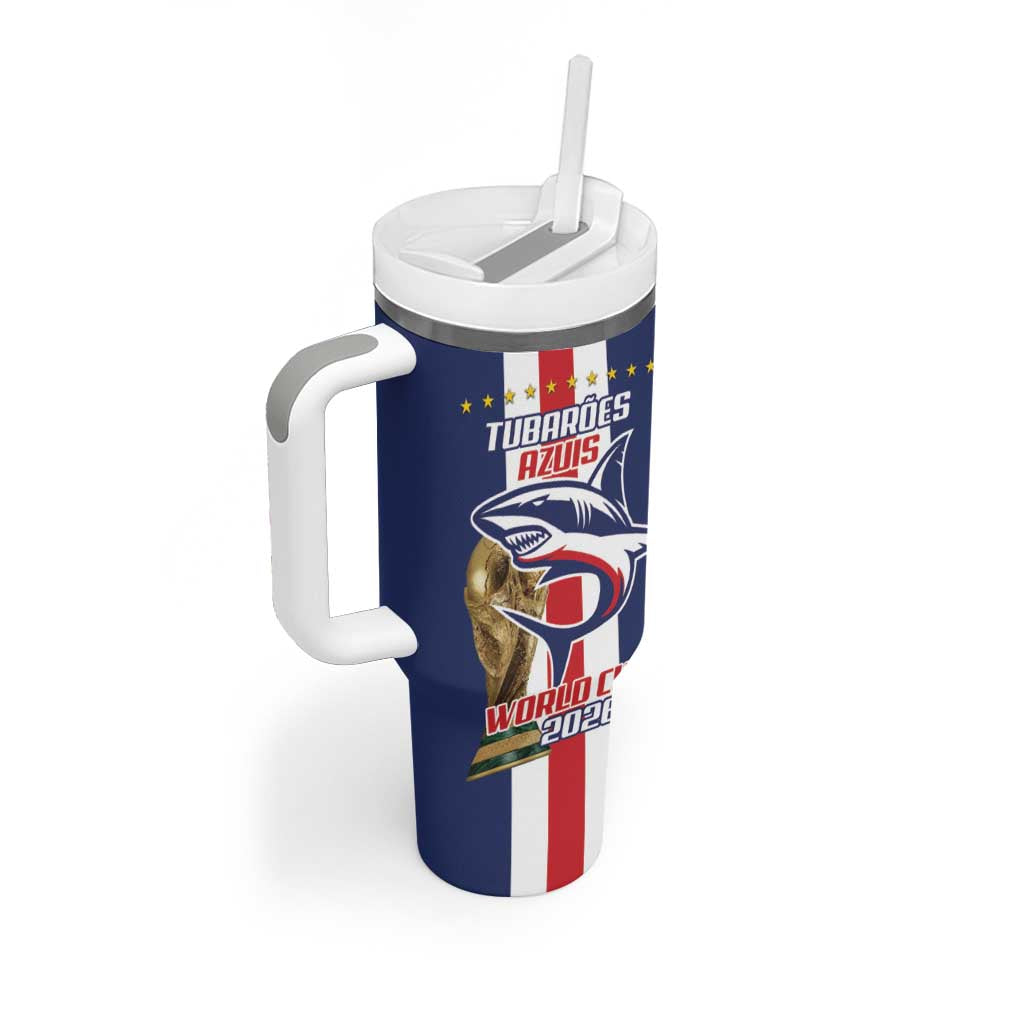 Cape Verde Football 2026 Tumbler With Handle Tubaroes Azuis Go Champion - African Pride