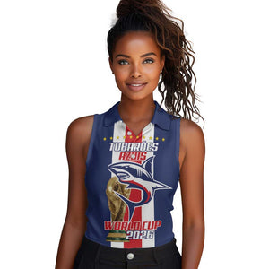 Cape Verde Football 2026 Women Sleeveless Polo Shirt Tubaroes Azuis Go Champion - African Pride
