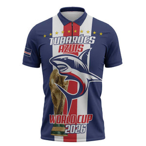 Cape Verde Football 2026 Zipper Polo Shirt Tubaroes Azuis Go Champion