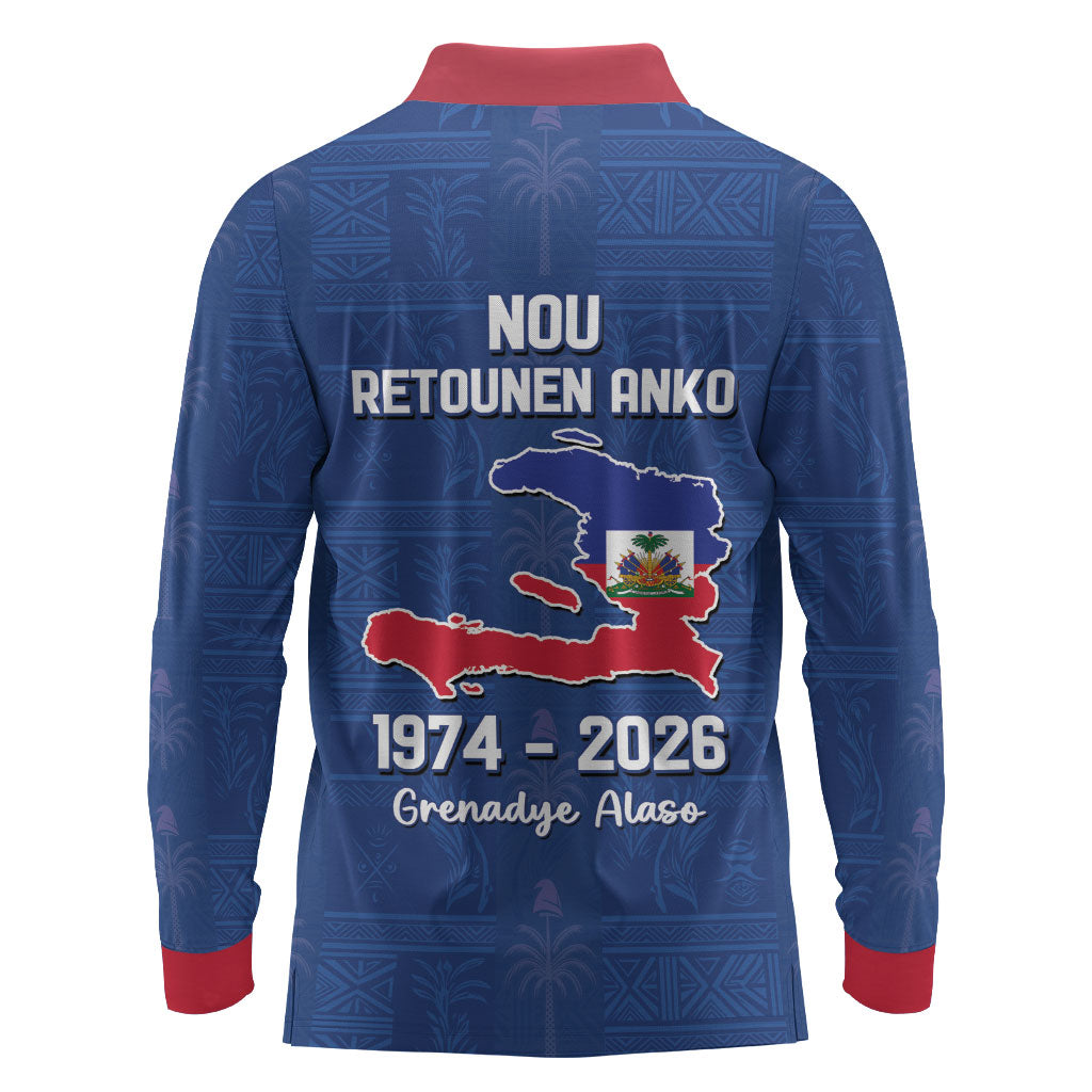Haiti Football Long Sleeve Polo Shirt Nou Retounen Anko 1974-2026