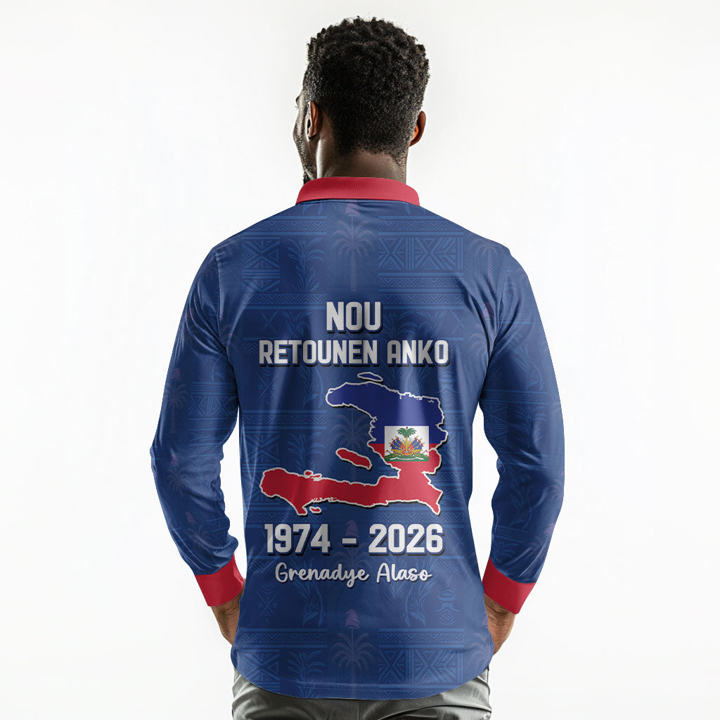 Haiti Football Long Sleeve Polo Shirt Nou Retounen Anko 1974-2026
