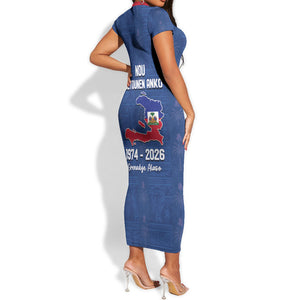 Haiti Football Short Sleeve Bodycon Dress Nou Retounen Anko 1974-2026