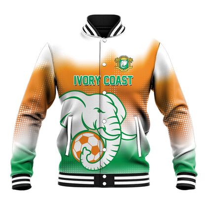 Custom Ivory Coast Football Baseball Jacket Proud Elephant Fan Edition
