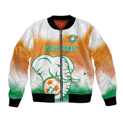 Custom Ivory Coast Football Bomber Jacket Proud Elephant Fan Edition