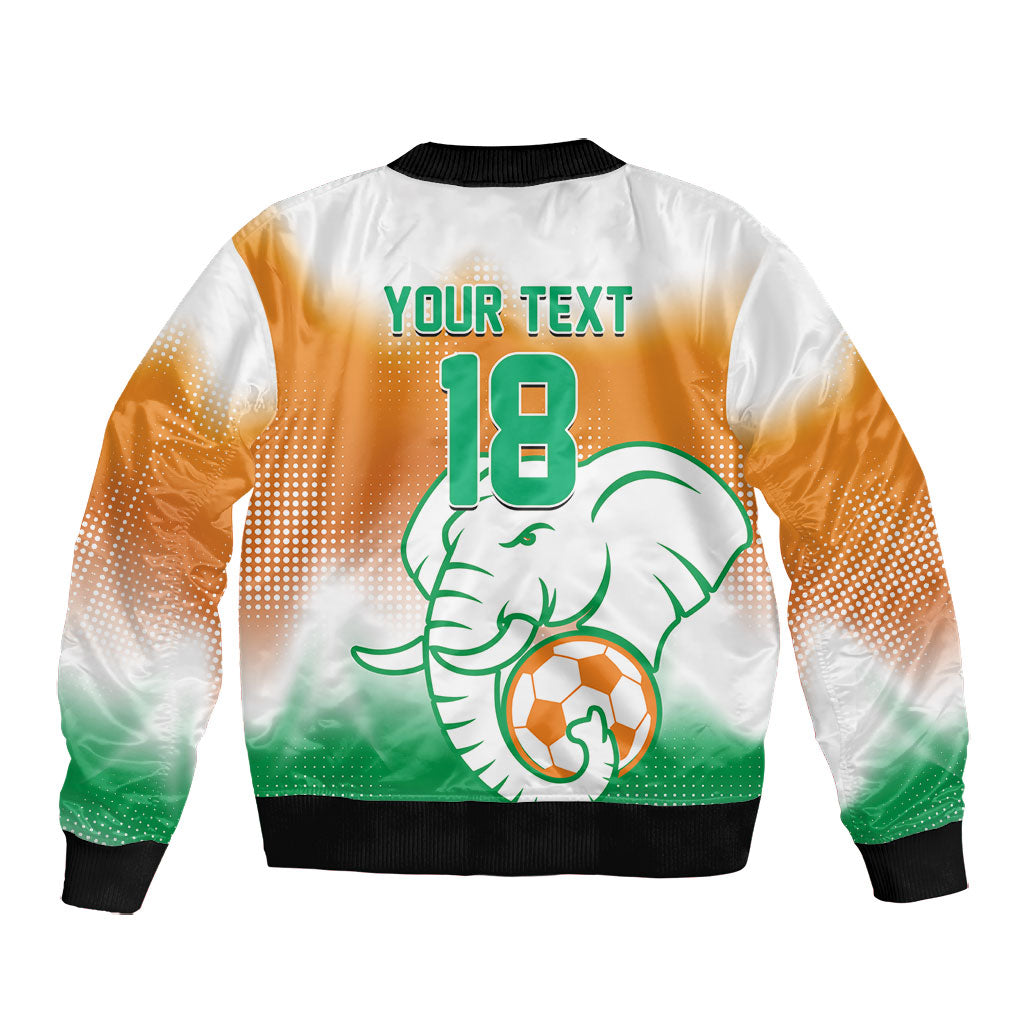 Custom Ivory Coast Football Bomber Jacket Proud Elephant Fan Edition