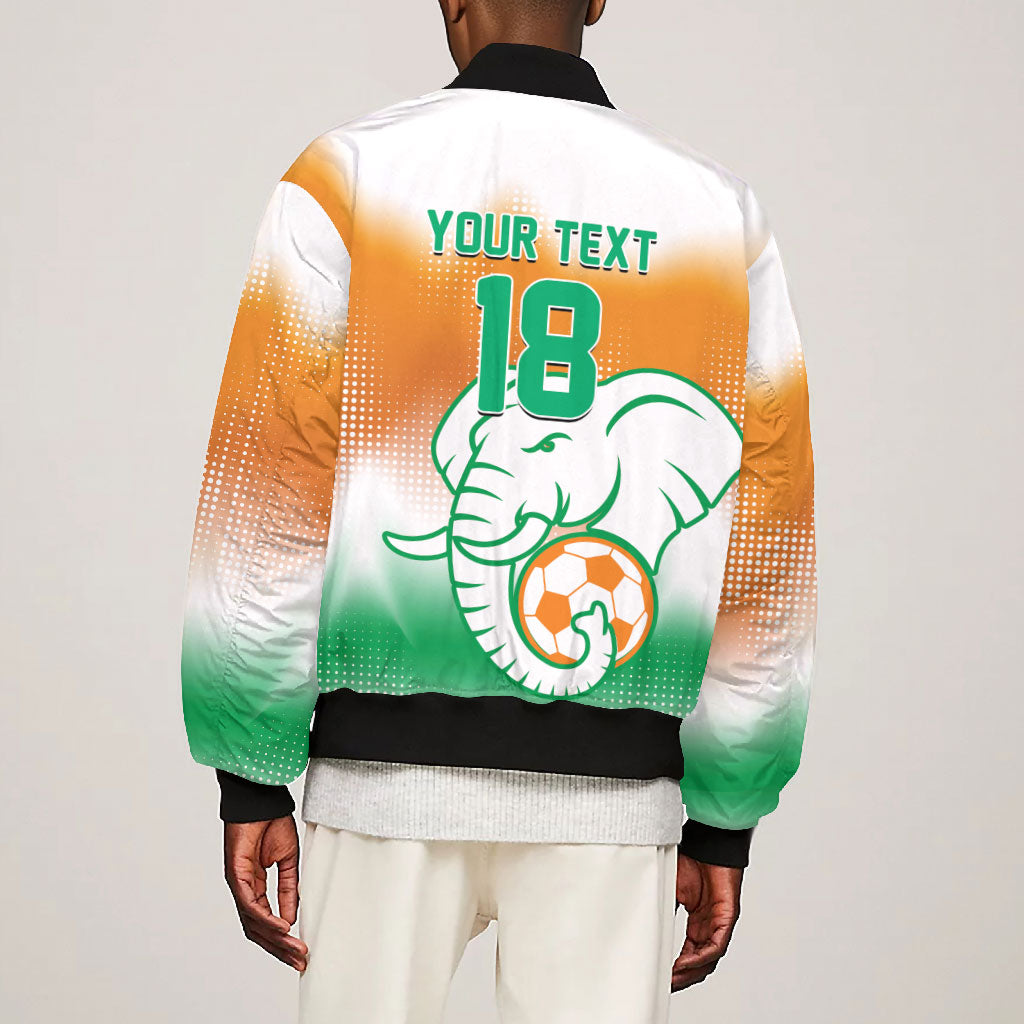Custom Ivory Coast Football Bomber Jacket Proud Elephant Fan Edition
