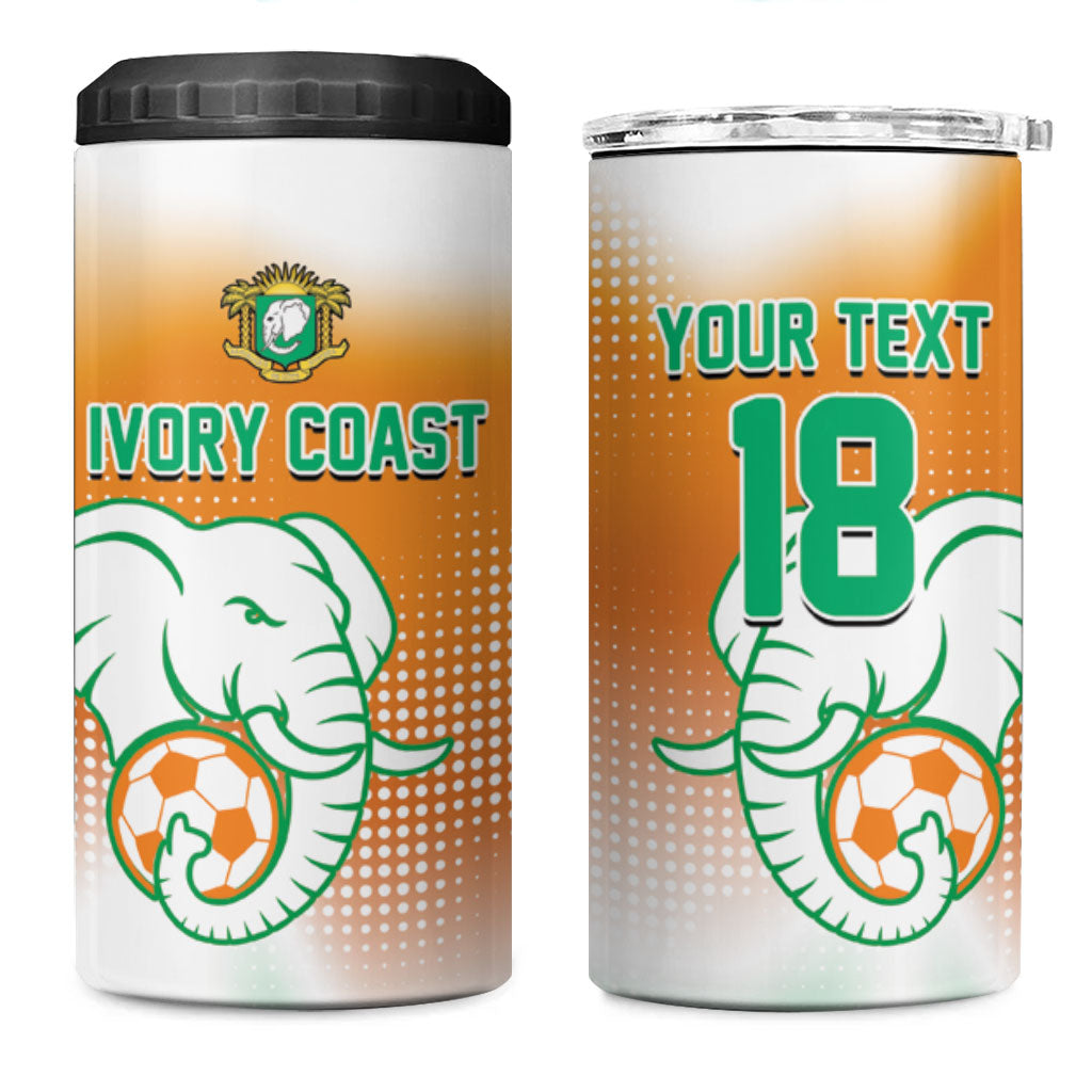 Custom Ivory Coast Football 4 in 1 Can Cooler Tumbler Proud Elephant Fan Edition