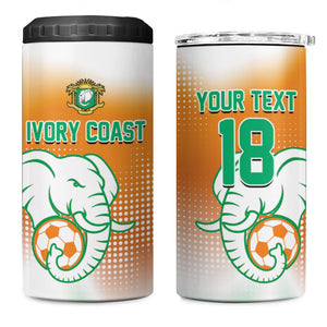 Custom Ivory Coast Football 4 in 1 Can Cooler Tumbler Proud Elephant Fan Edition