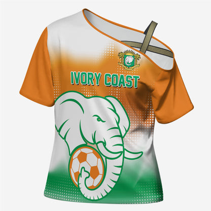 Custom Ivory Coast Football Cross Shoulder Shirt Proud Elephant Fan Edition