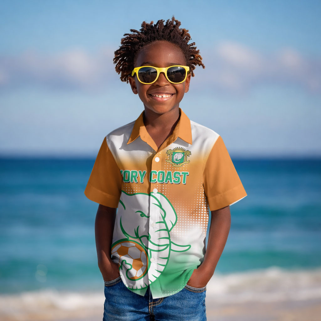 Custom Ivory Coast Football Kid Hawaiian Shirt Proud Elephant Fan Edition