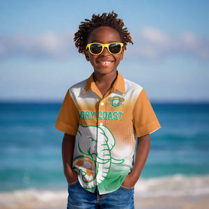 Custom Ivory Coast Football Kid Hawaiian Shirt Proud Elephant Fan Edition