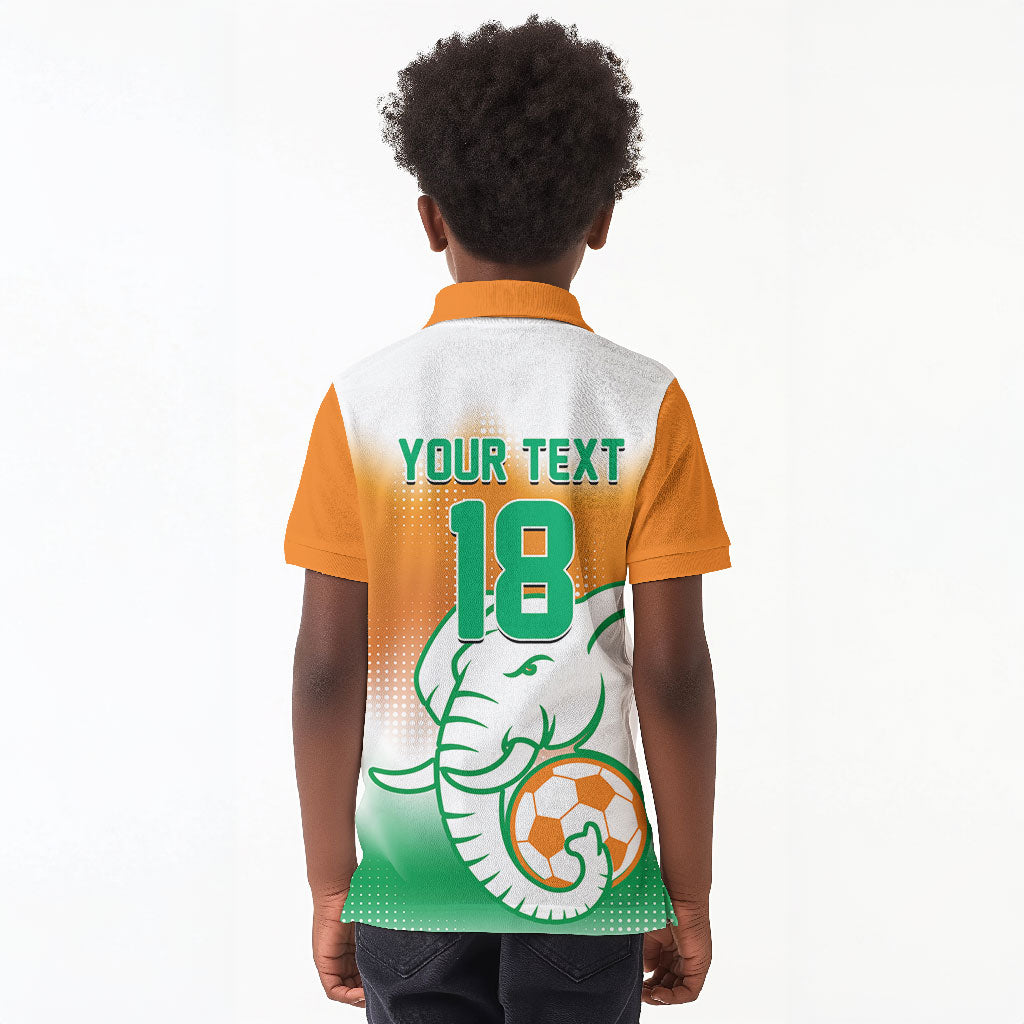 Custom Ivory Coast Football Kid Polo Shirt Proud Elephant Fan Edition